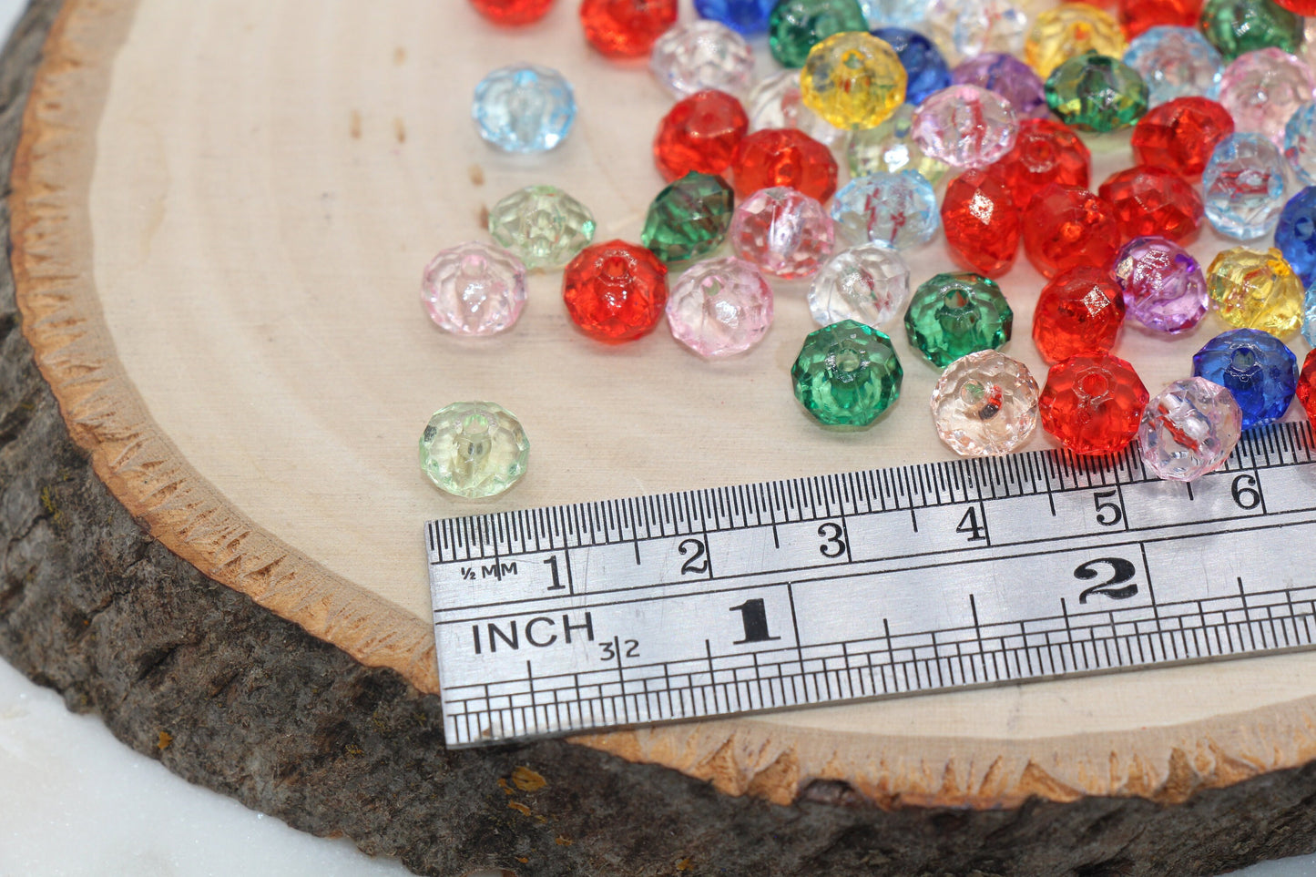 8mm Assort Transparent Faceted Rondelle Beads, Multicolor Faceted Acrylic Loose Beads, Bubblegum Beads, Chunky Beads, #2783
