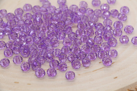 6mm Purple Transparent Faceted Rondelle Beads, Faceted Acrylic Loose Beads, Bubblegum Beads, Chunky Beads, #2785