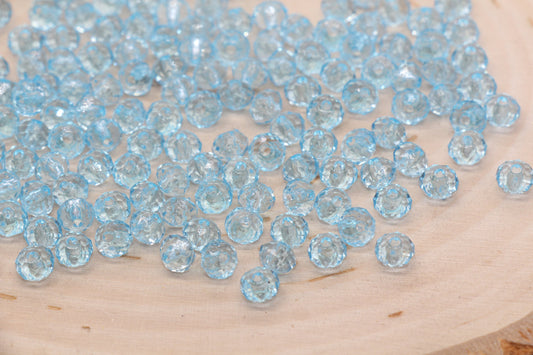 6mm Light Blue Transparent faceted bubblegum beads, Acrylic Beads