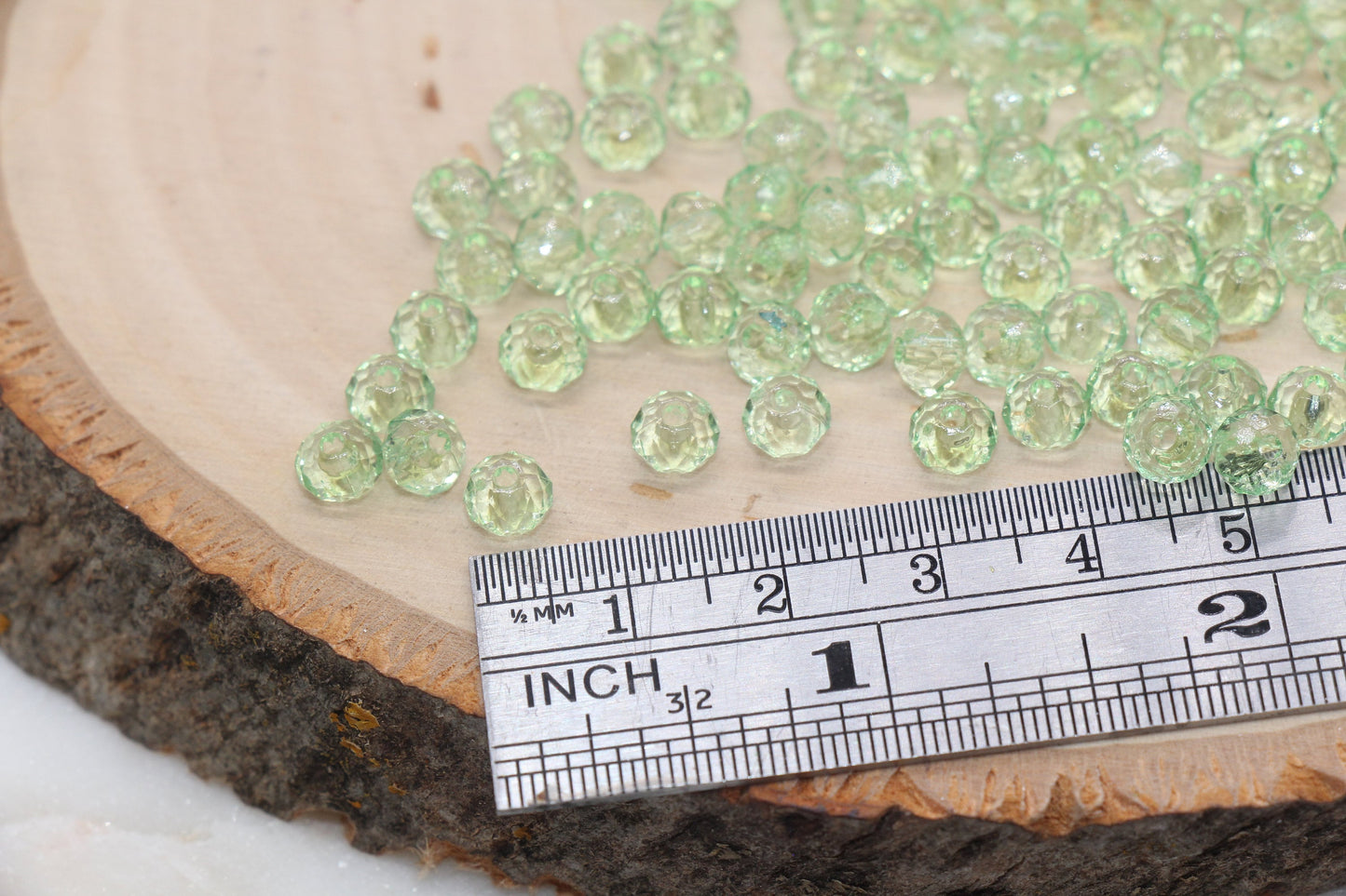 6mm Light Green Transparent Faceted Rondelle Beads, Faceted Acrylic Loose Beads, Bubblegum Beads, Chunky Beads, #2788