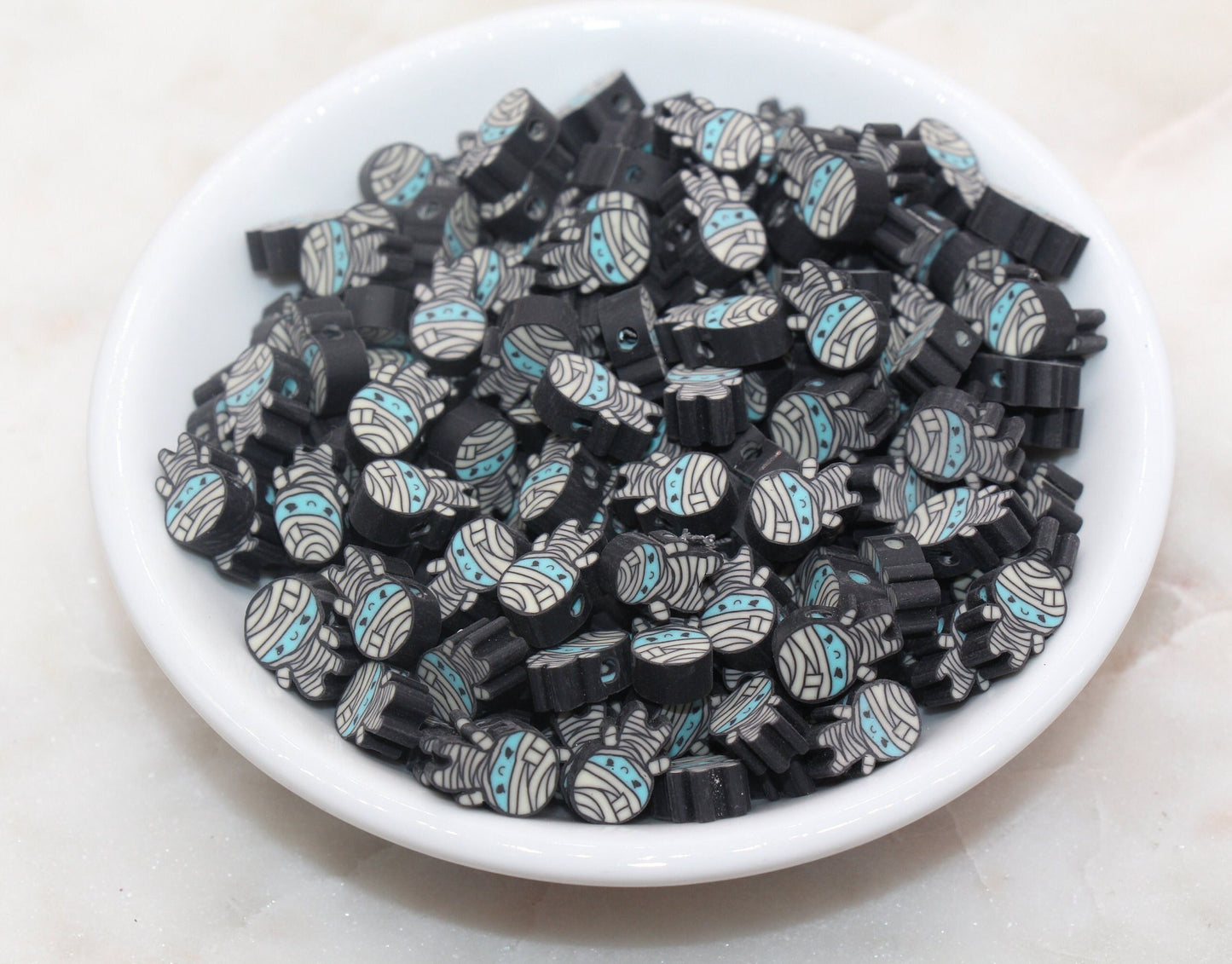 Mummy Polymer Clay Beads, Monster Mummy Clay Beads, Zombie Cane Beads, Fimo Cane Beads, Jewelry Beads, Beads for Bracelet #73