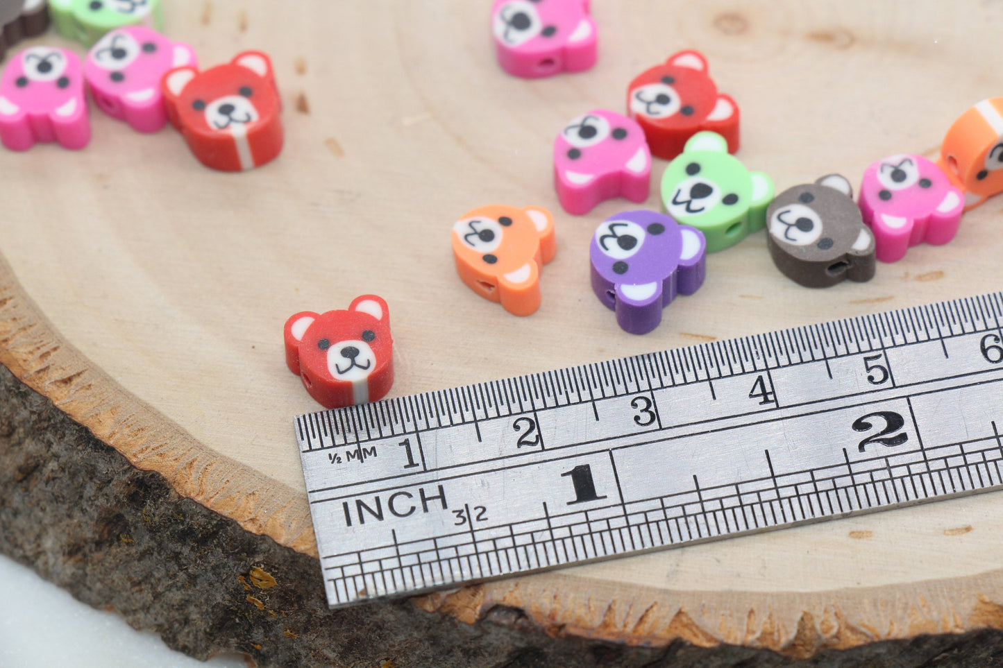 Bear Polymer Clay Beads, Dog Clay Beads, Multicolor Animal Beads, Jewelry Beads #41