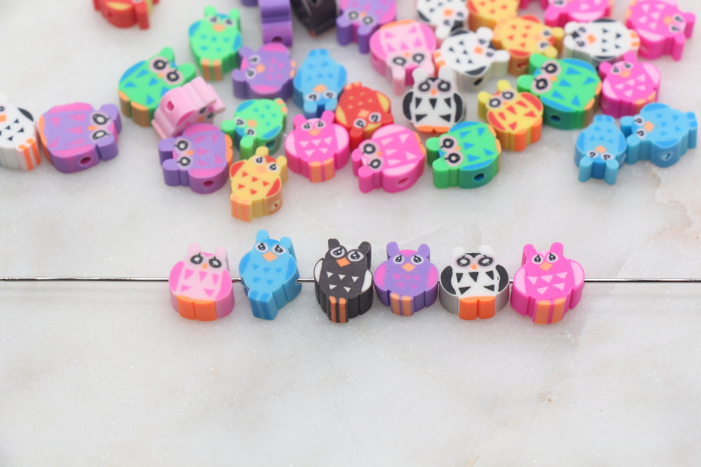 Owl Polymer Clay Beads, Multicolor Owl Clay Beads, Bird Beads, Polymer Clay Beads, Bead for Bracelet, Jewelry Beads #42