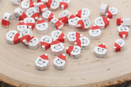 Santa Claus Polymer Clay Beads, Christmas Holiday Fimo Cane Beads, Santa Clay Beads, Bead for Bracelet, Jewelry Beads #31