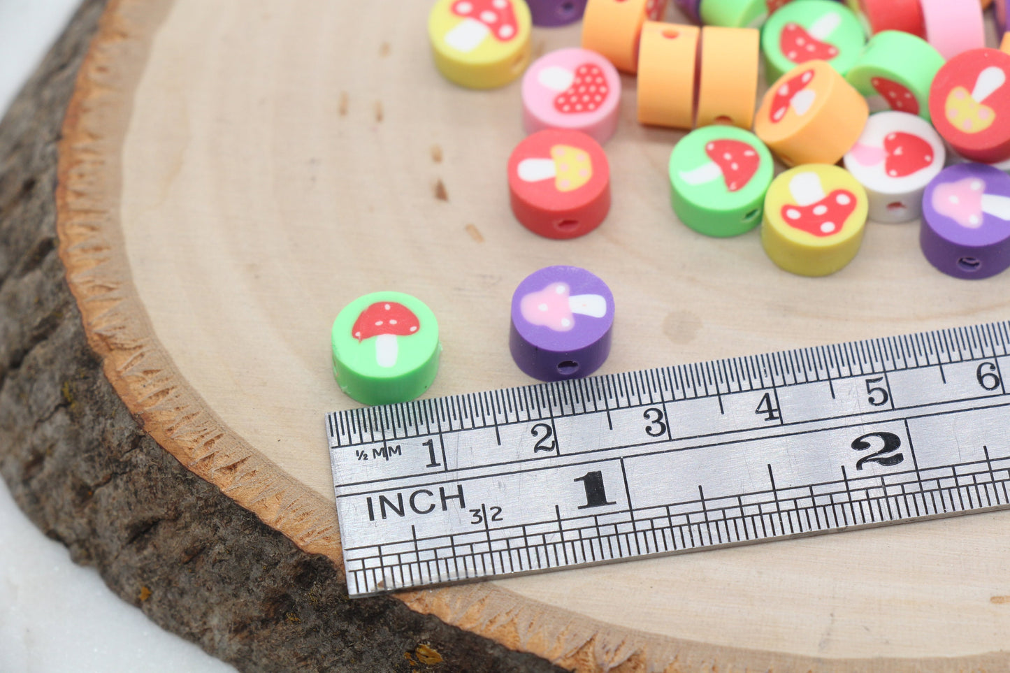 Mushroom Polymer Clay Beads, Mix Mushroom Clay Beads, Round Clay Beads, Jewelry Beads, Beads for Bracelet #221