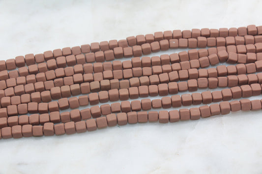 6mm Cube Polymer Clay Beads, Brown Heishi Beads, Square Clay Beads, Jewelry Beads, Bead for Bracelet #48