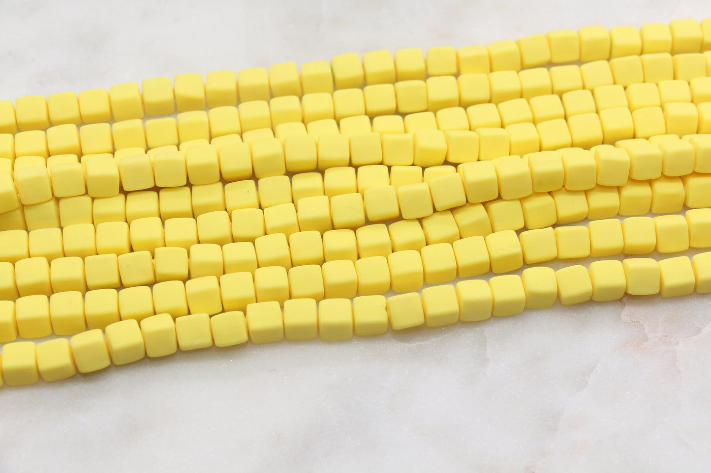 6mm Cube Polymer Clay Beads, Yellow Heishi Beads, Square Clay Beads, Jewelry Beads, Bead for Bracelet #107