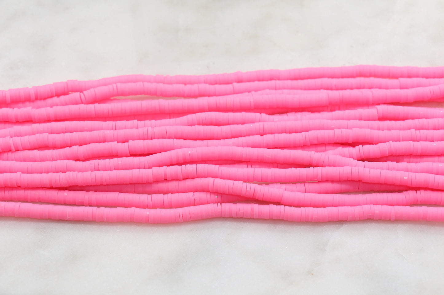 4mm Pink Heishi Beads, Pink Clay Beads, Polymer Clay Disc Beads, African Disc Beads, Vinyl Heishi, 16 inch Strand #390