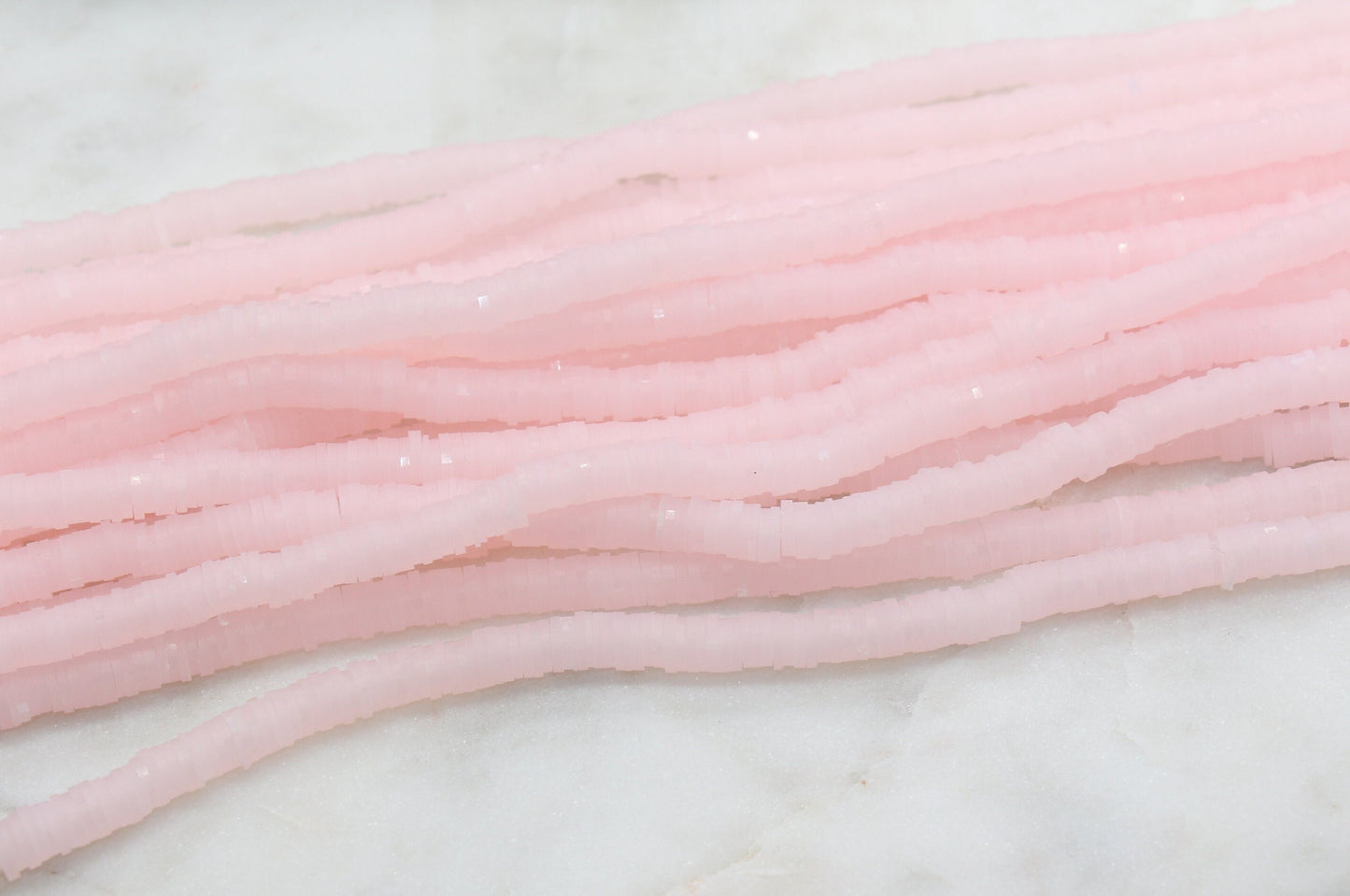 6mm Light Pink Heishi Beads, Jelly Look Polymer Clay Disc Beads, African Disc Beads, Vinyl Heishi, 16 inch Strand #222