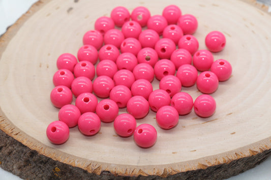 10mm Rose Pink Gumball Beads, Round Acrylic Loose Beads, Bubblegum Beads, Chunky Beads, Gumball Beads, Smooth Plastic Round Beads #2816