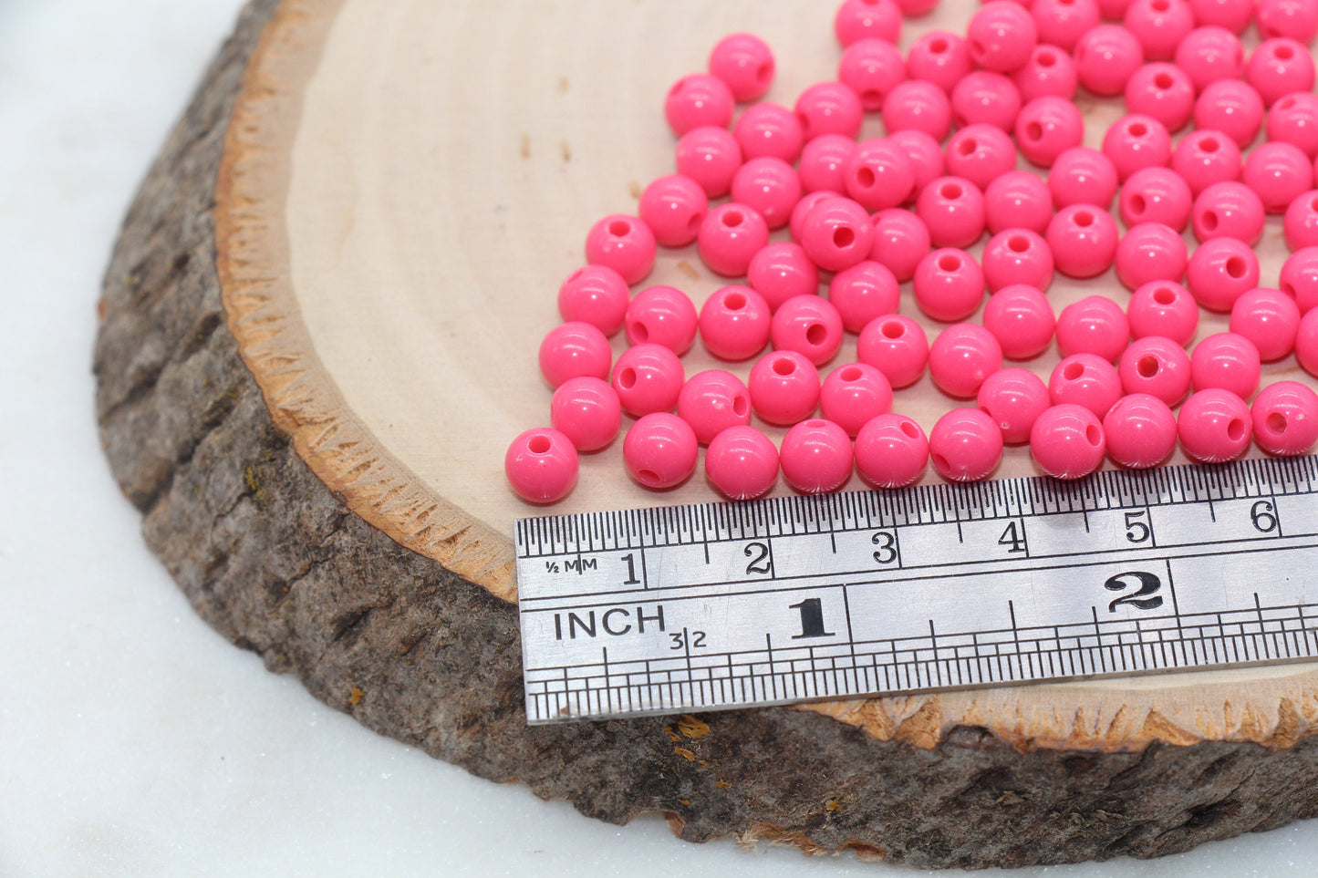 6mm Rose Pink Gumball Beads, Round Acrylic Loose Beads, Bubblegum Beads, Chunky Beads, Smooth Plastic Round Beads #2818