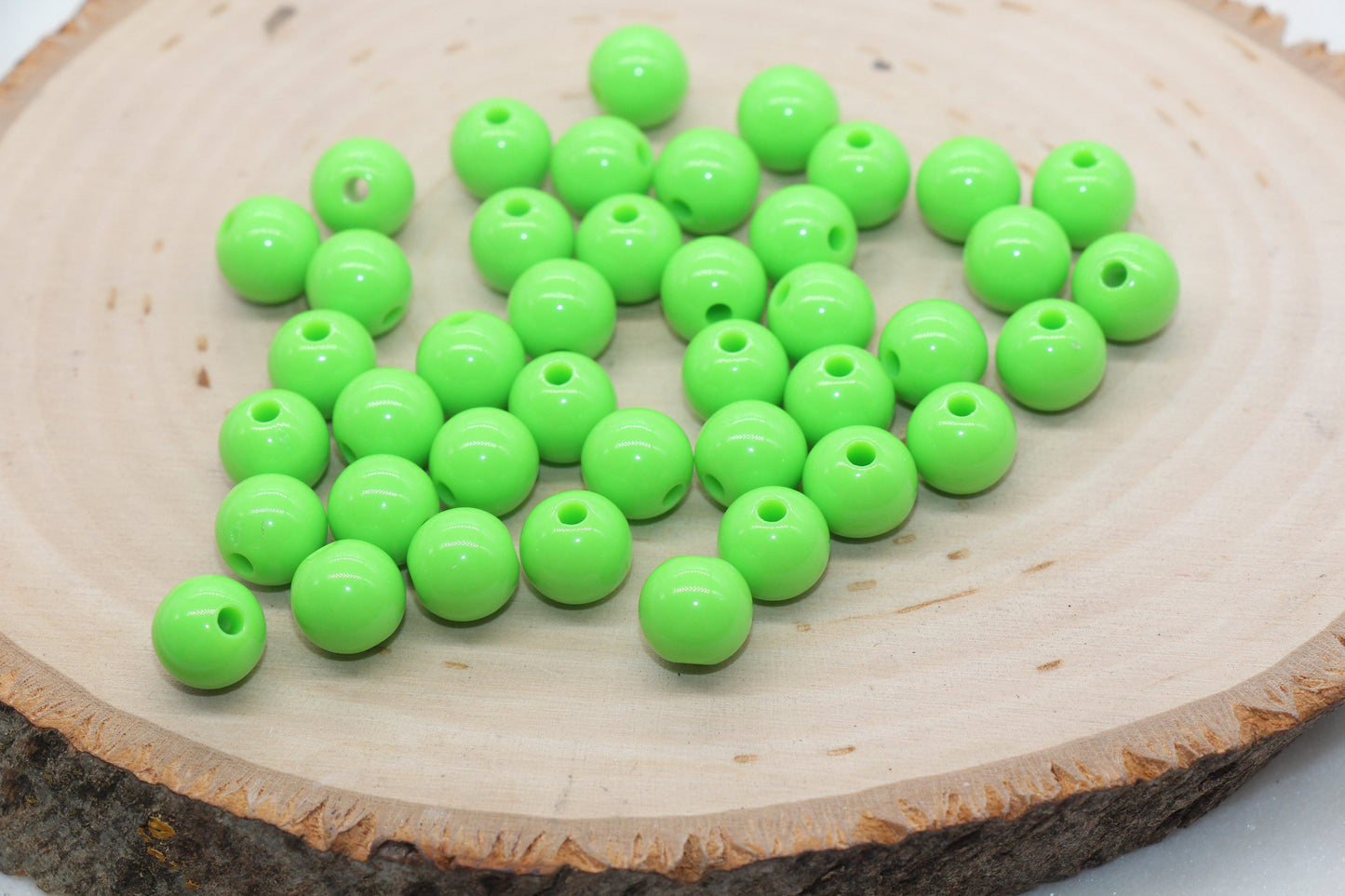 10mm Green Gumball Beads, Round Acrylic Loose Beads, Bubblegum Beads, Chunky Beads, Gumball Beads, Smooth Plastic Round Beads #2824