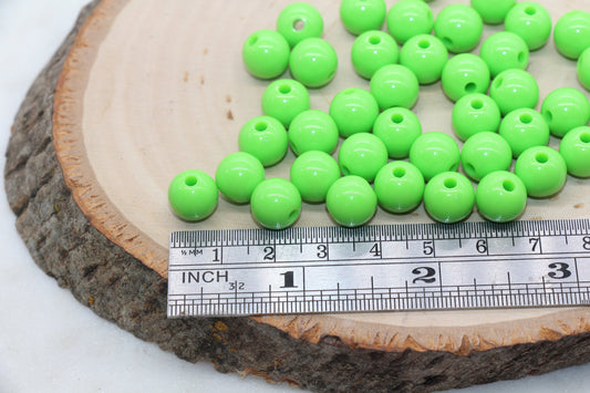 10mm Green Gumball Beads, Round Acrylic Loose Beads, Bubblegum Beads, Chunky Beads, Gumball Beads, Smooth Plastic Round Beads #2824