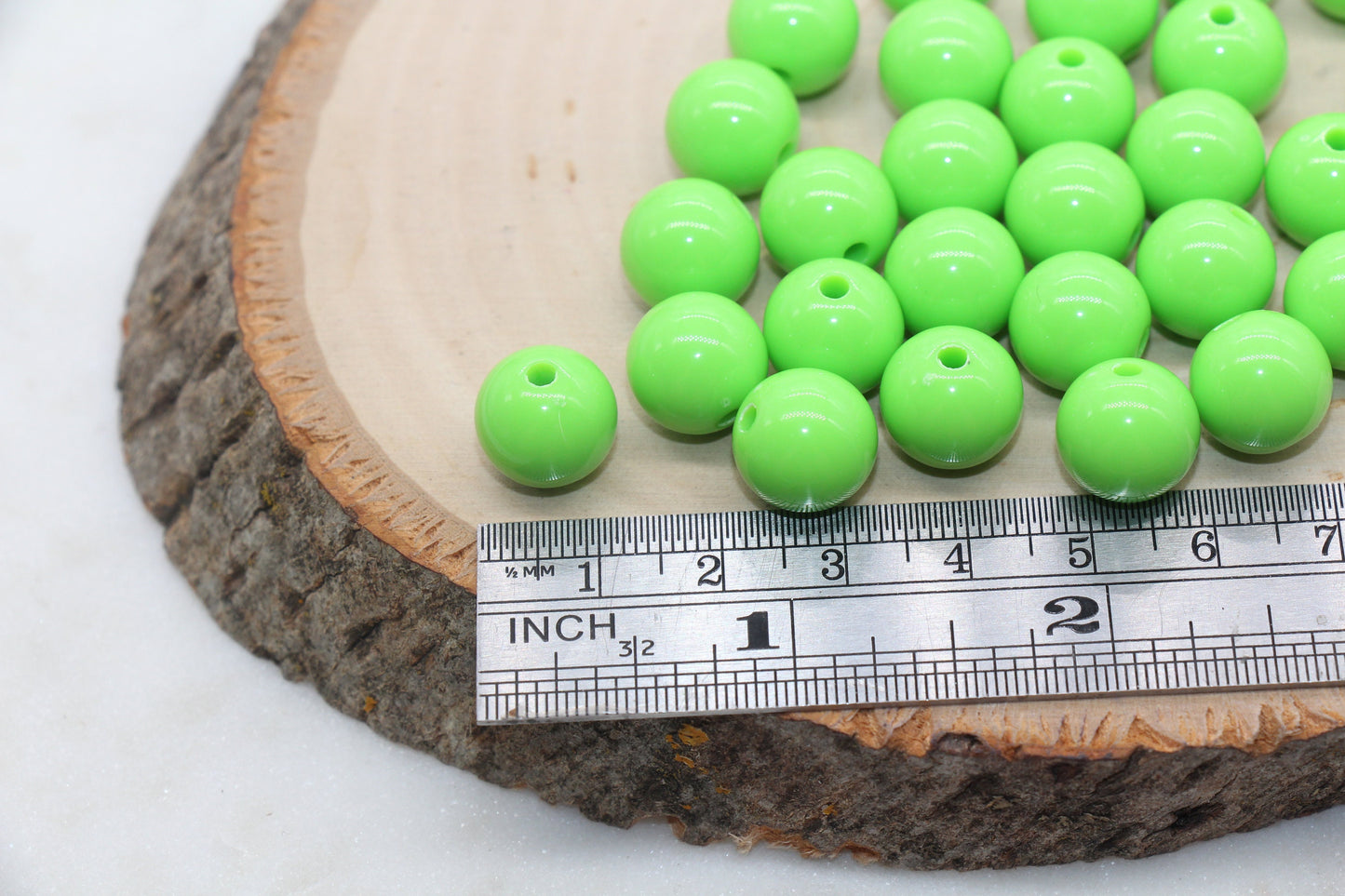 12mm Green Gumball Beads, Round Acrylic Loose Beads, Bubblegum Beads, Chunky Beads, Smooth Plastic Round Beads #2825