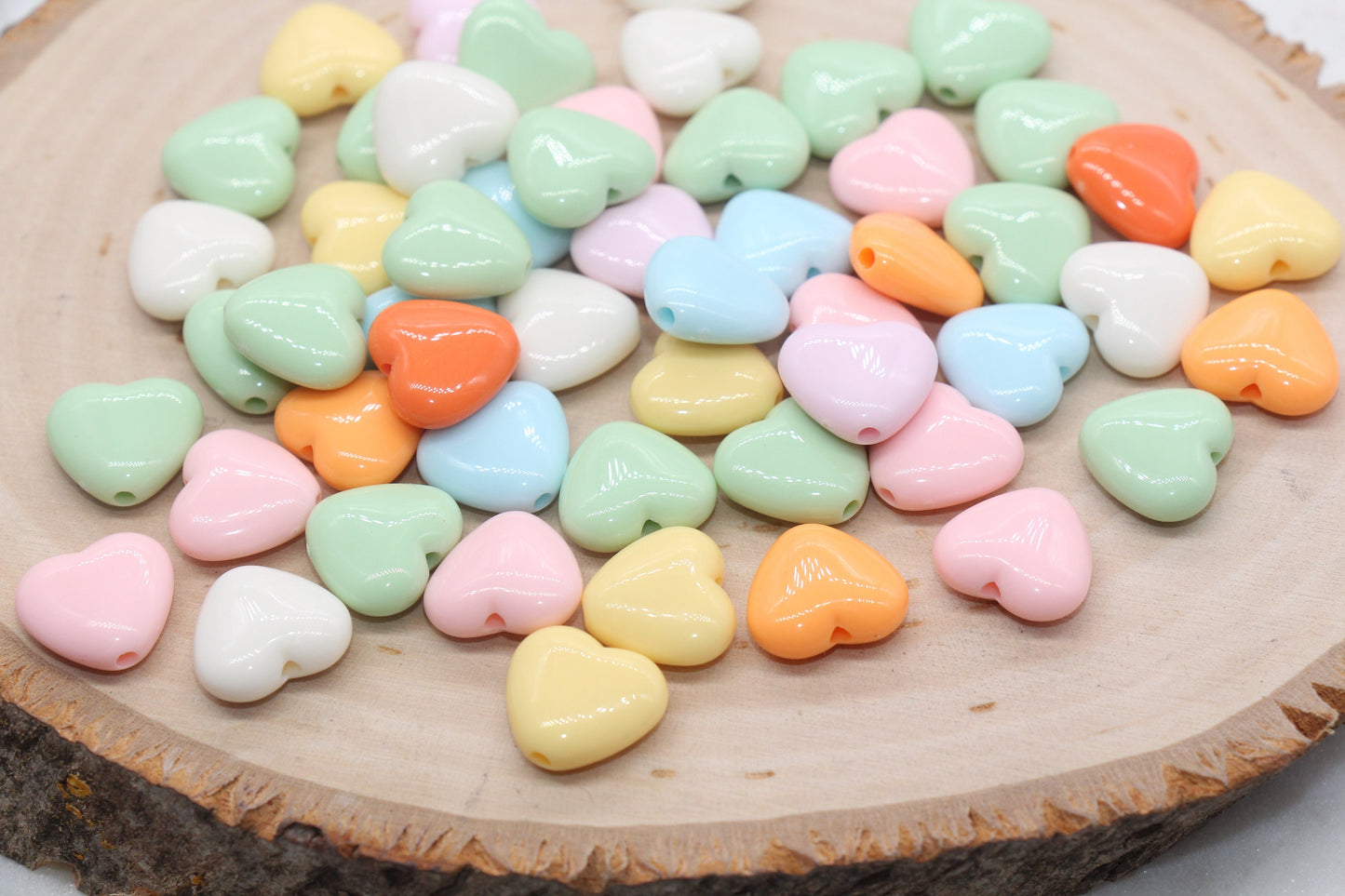 Mix Heart Beads, Multicolor Acrylic Heart Beads, Chunky Heart Beads, Plastic Heart Shape Beads, Vertical Hole Hearts #2836