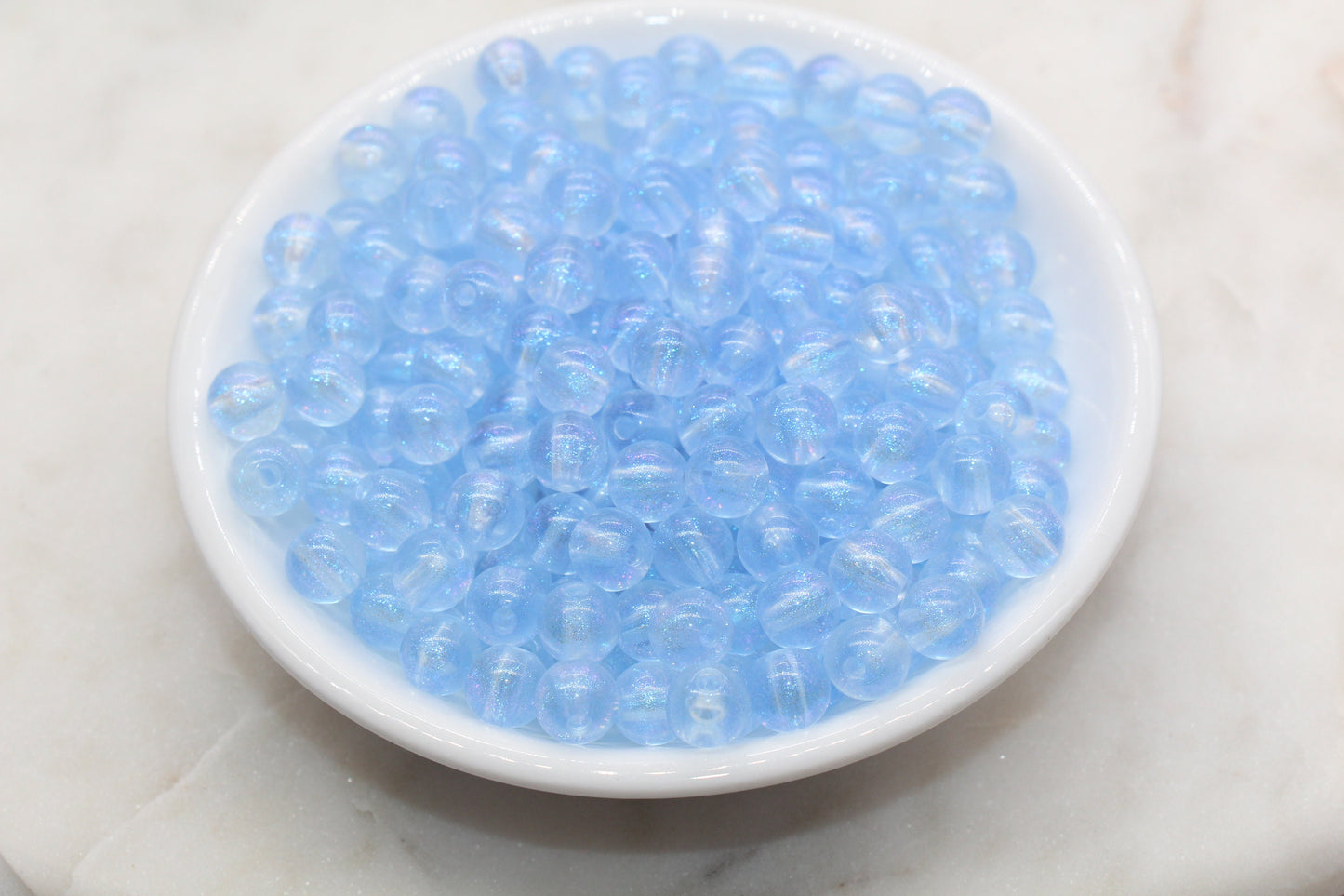 8mm Blue Glitter Round Beads, Iridescent Acrylic Gumball Beads, Translucent Round Spacer Beads, Bubblegum Beads, Plastic Round Bead #2850