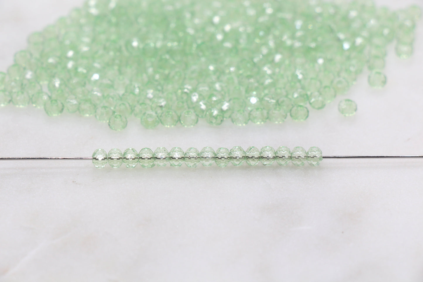 4mm Light Green Transparent Faceted Rondelle Beads, Green Faceted Acrylic Loose Beads, Bubblegum Beads, Bead for Bracelet #2868