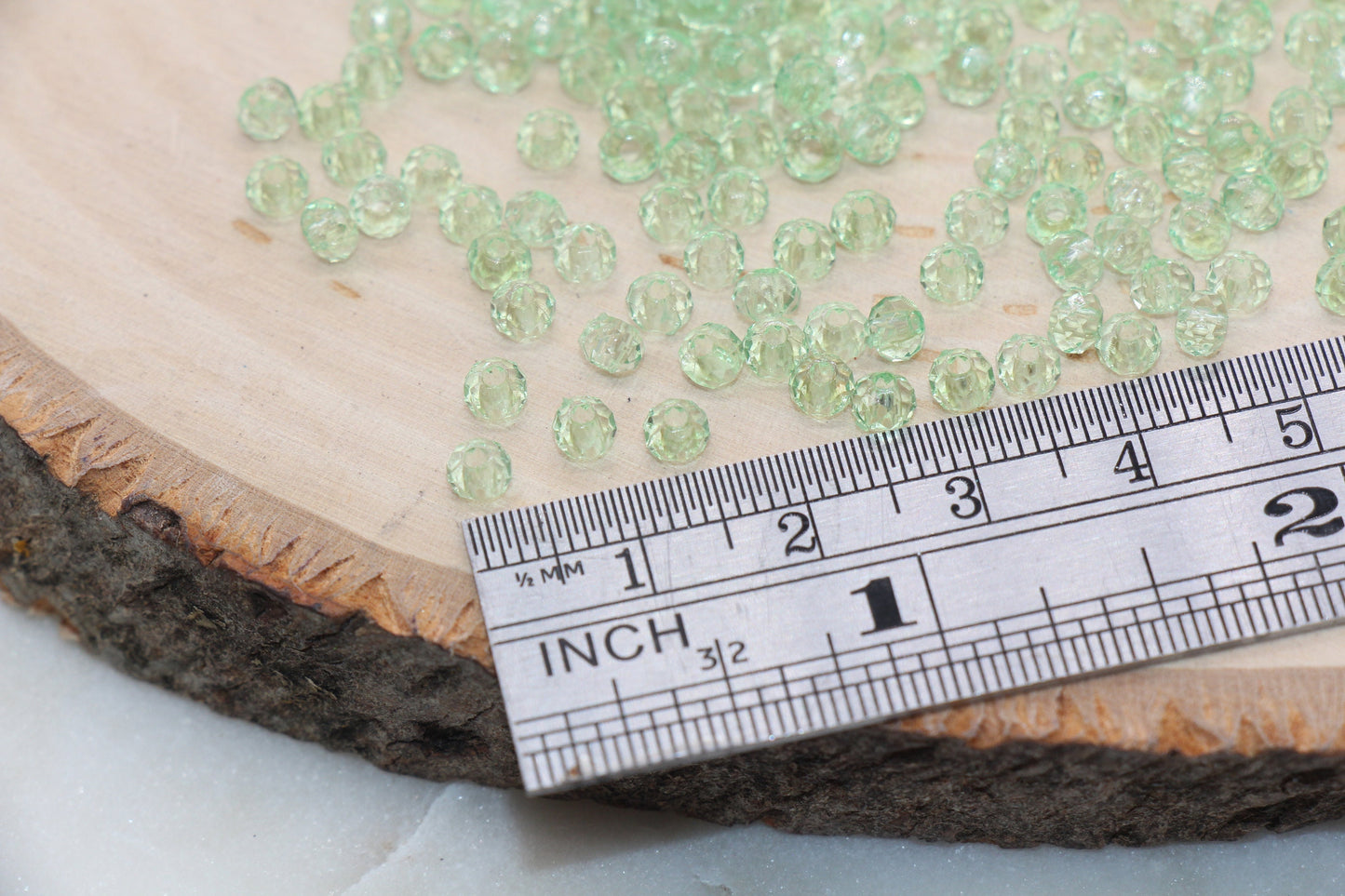 4mm Light Green Transparent Faceted Rondelle Beads, Green Faceted Acrylic Loose Beads, Bubblegum Beads, Bead for Bracelet #2868