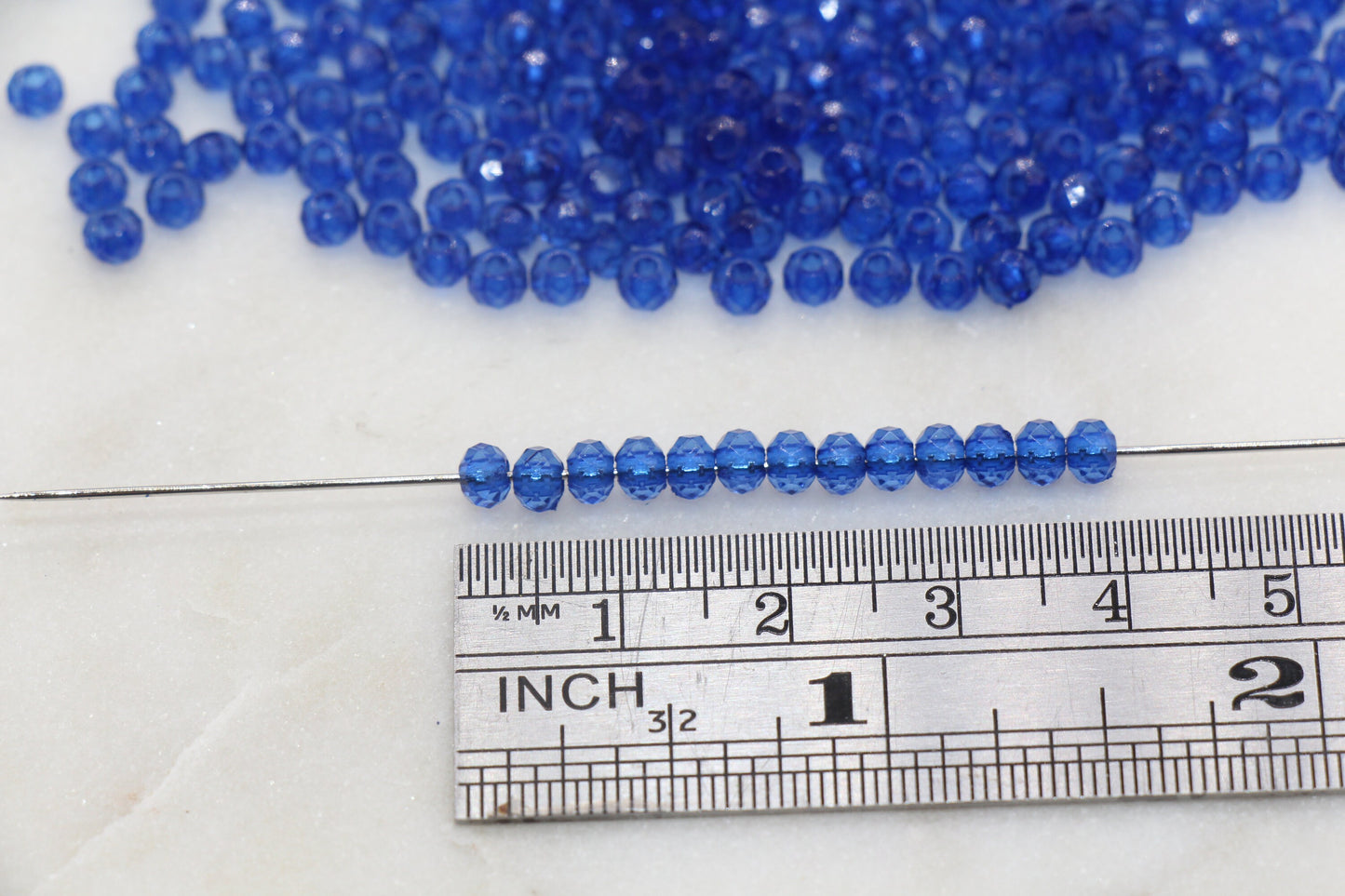4mm Royal Blue Transparent Faceted Rondelle Beads, Blue Faceted Acrylic Loose Beads, Bubblegum Beads, Bead for Bracelet #2873