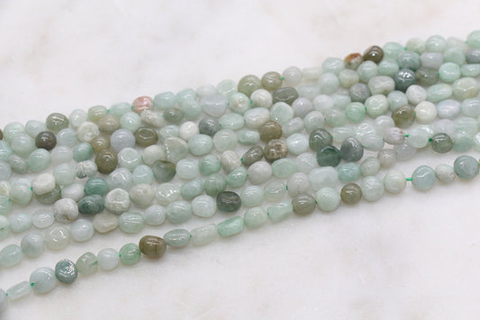 Jade Nugget Beads, Jade Irregular Gemstone Loose Beads, Pebble Beads, Chip Beads, 6mm #55