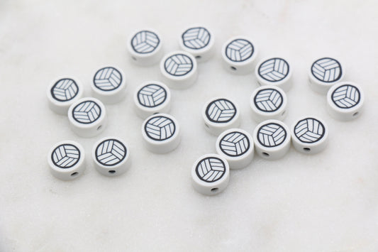 Volleyball Polymer Clay Beads, Sport Ball Beads, Kawaii Basketball Clay Beads, Sport Beads, Jewelry Beads #337