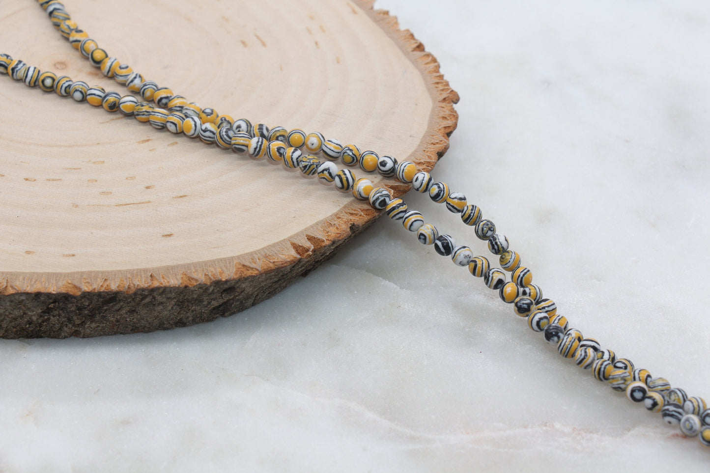Peacock Stone Beads, Yellow Malachite Synthetic Beads, Smooth Gemstone Round Beads, Yellow White Black Beads, 4mm 6mm 8mm 10mm 12mm #101
