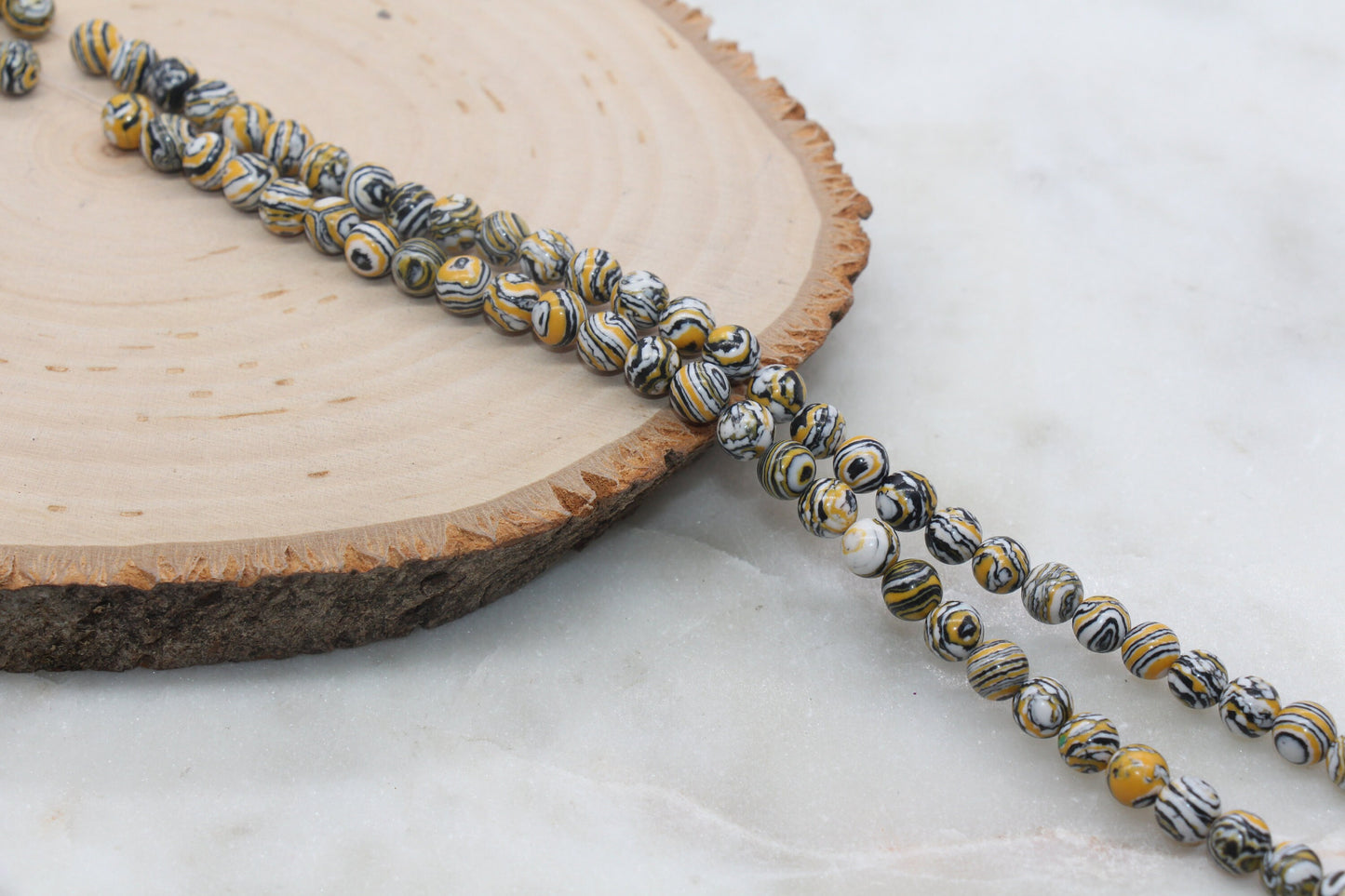 Peacock Stone Beads, Yellow Malachite Synthetic Beads, Smooth Gemstone Round Beads, Yellow White Black Beads, 4mm 6mm 8mm 10mm 12mm #101