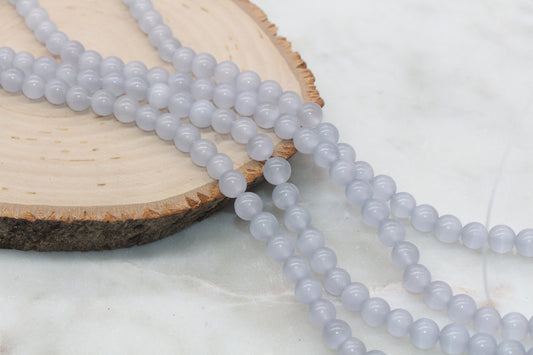 Silver Gray Cat Eye Beads, Smooth Round Beads, Size 8mm 10mm #234
