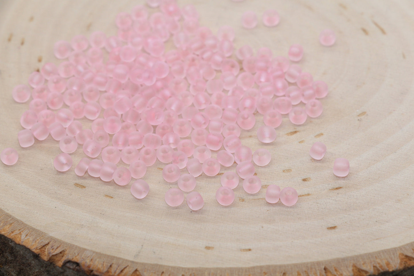 Matte Glass Seed Beads, 4mm 6/0 Glass Round Seed Beads, Frosted Pink Trans Seed Beads, Rocailles Beads, Beading Supplies #2261