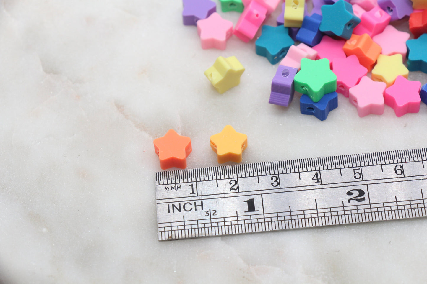 Star Polymer Clay Beads, Multicolored Star Fimo Cane Beads, Assorted Star Shape Beads, Rainbow Star Slice Beads #25