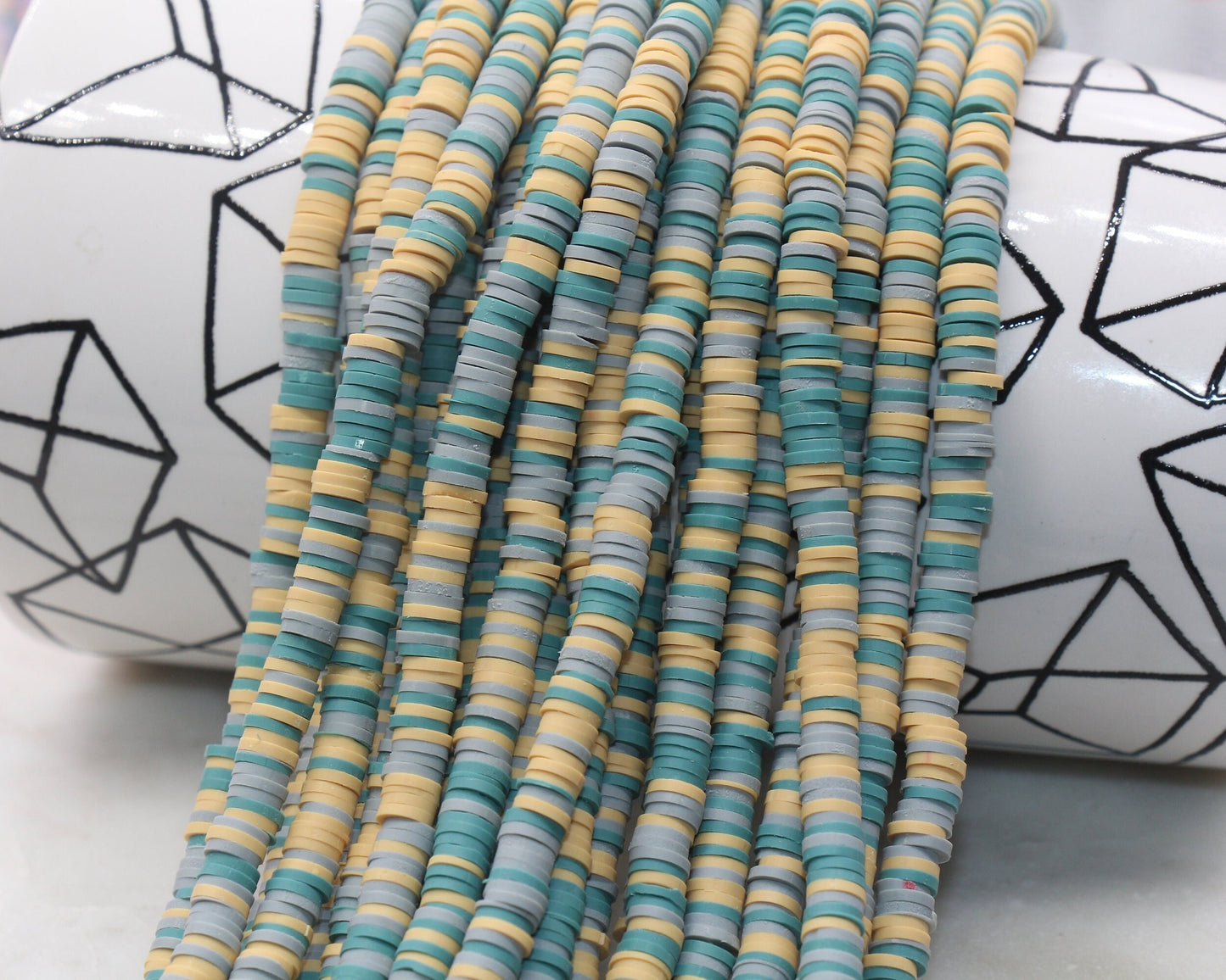 6mm Multicolor Heishi Beads, Polymer Clay Disc Beads, African Disc Beads, Wholesale Vinyl Heishi Beads, 16 inch Strand #392