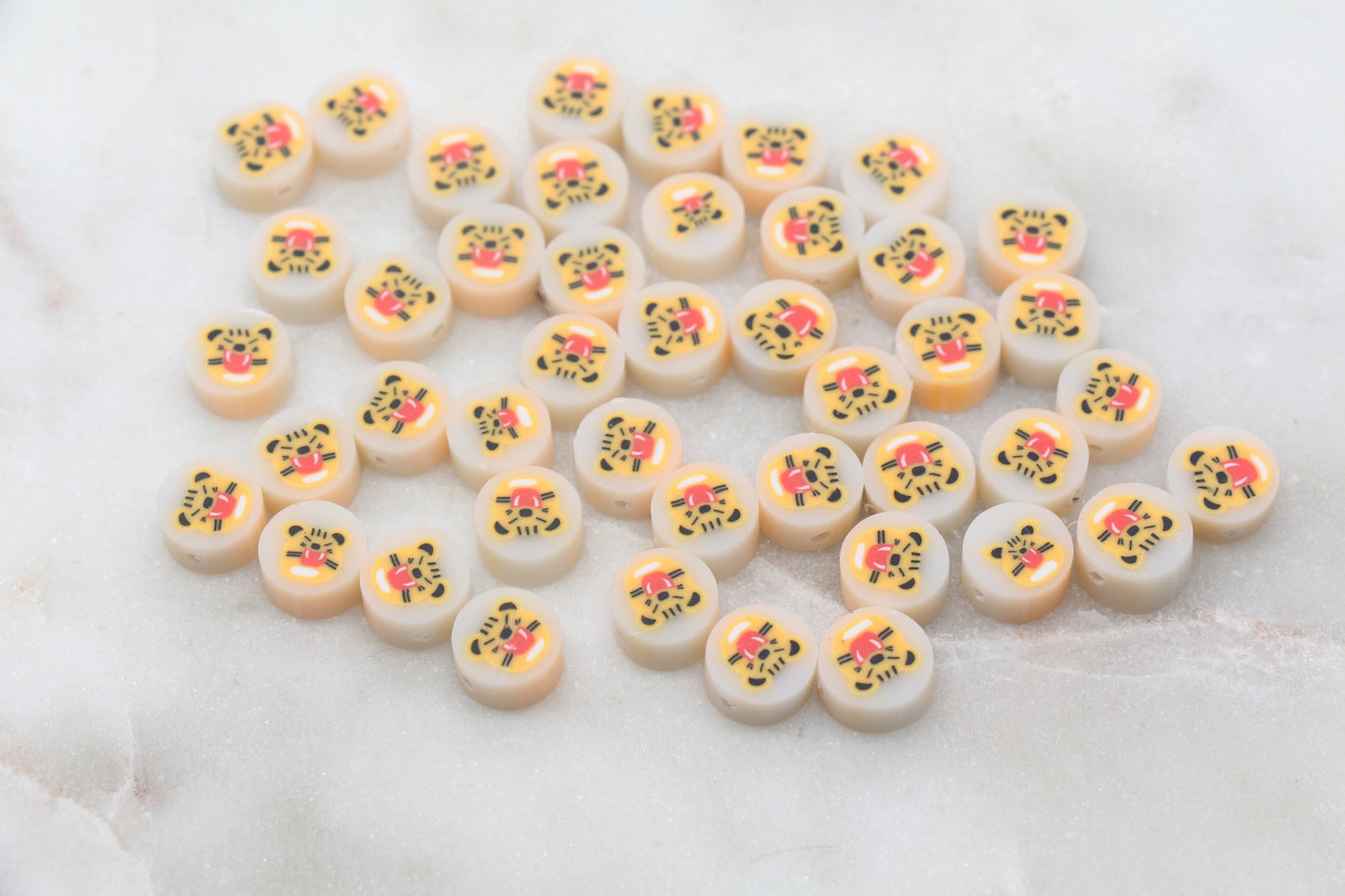 Kawaii Tiger Polymer Clay Beads, Animal Themed Clay Beads, Beads for Bracelet, Jewelry Beads #360