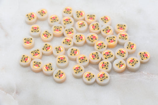 Kawaii Tiger Polymer Clay Beads, Animal Themed Clay Beads, Beads for Bracelet, Jewelry Beads #360