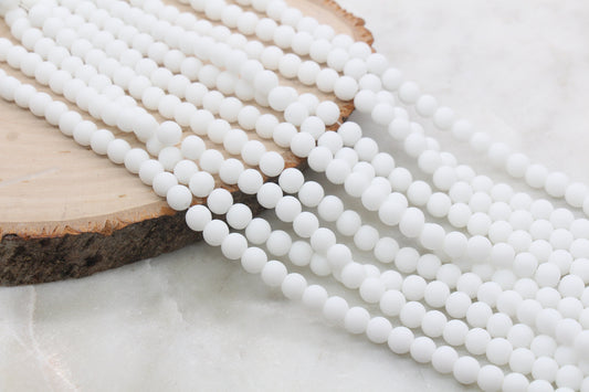 Matte Porcelain Round Beads, Frosted White Round Porcelain Beads, White Round Loose Bead, Jewelry Making Wholesale Beads, 6mm 8mm 10mm #251