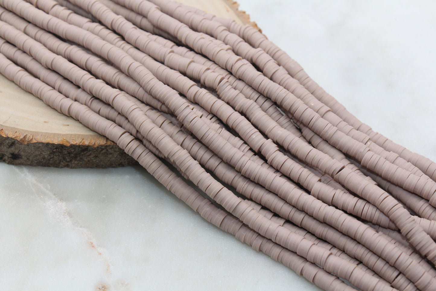 6mm Nude Beige Heishi Beads, Beige Color Polymer Clay Disc Beads, African Disc Beads, Vinyl Heishi, 16 inch Strand #414