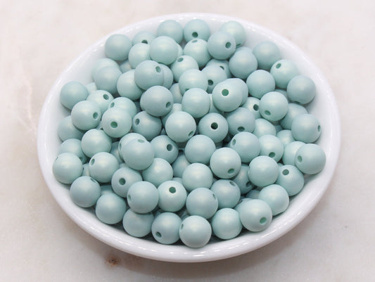 10mm Dusty Green Shimmer Bubblegum Beads, Plastic Beads, Acrylic Beads