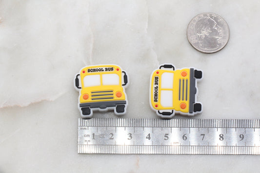 School Bus Silicone Beads, Yellow School Bus Silicone Beads, School Bus Driver Beads, Back to School Themed Beads, Silicone Loose Beads #365