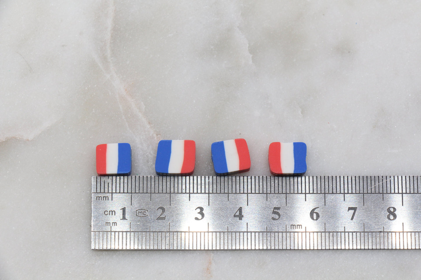 France Flag Clay Beads, Country Flag Clay Beads, Blue, White, and Red Flag Polymer Clay Beads, Clay Jewelry Beads #369
