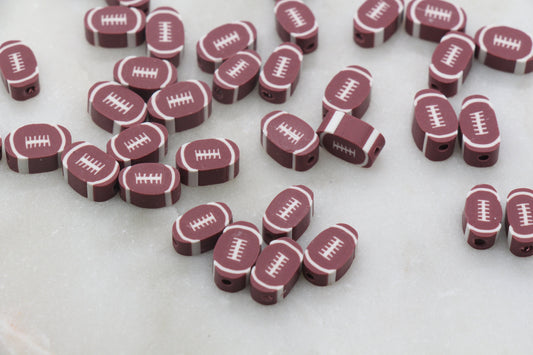 Football Beads, Football Polymer Clay Beads, Sport Themed Beads, Round Ball Beads, Fimo Cane Beads, Jewelry Beads, Beads for Bracelet