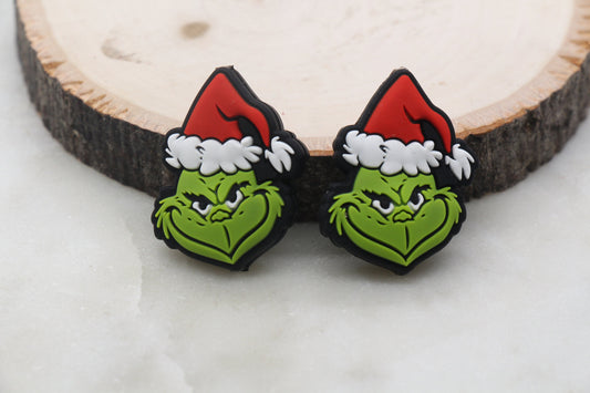 Grinch Silicone Beads, Mean One Christmas Silicone Beads, Christmas Chunky Beads, Silicone Loose Beads, Christmas Focal Beads #366