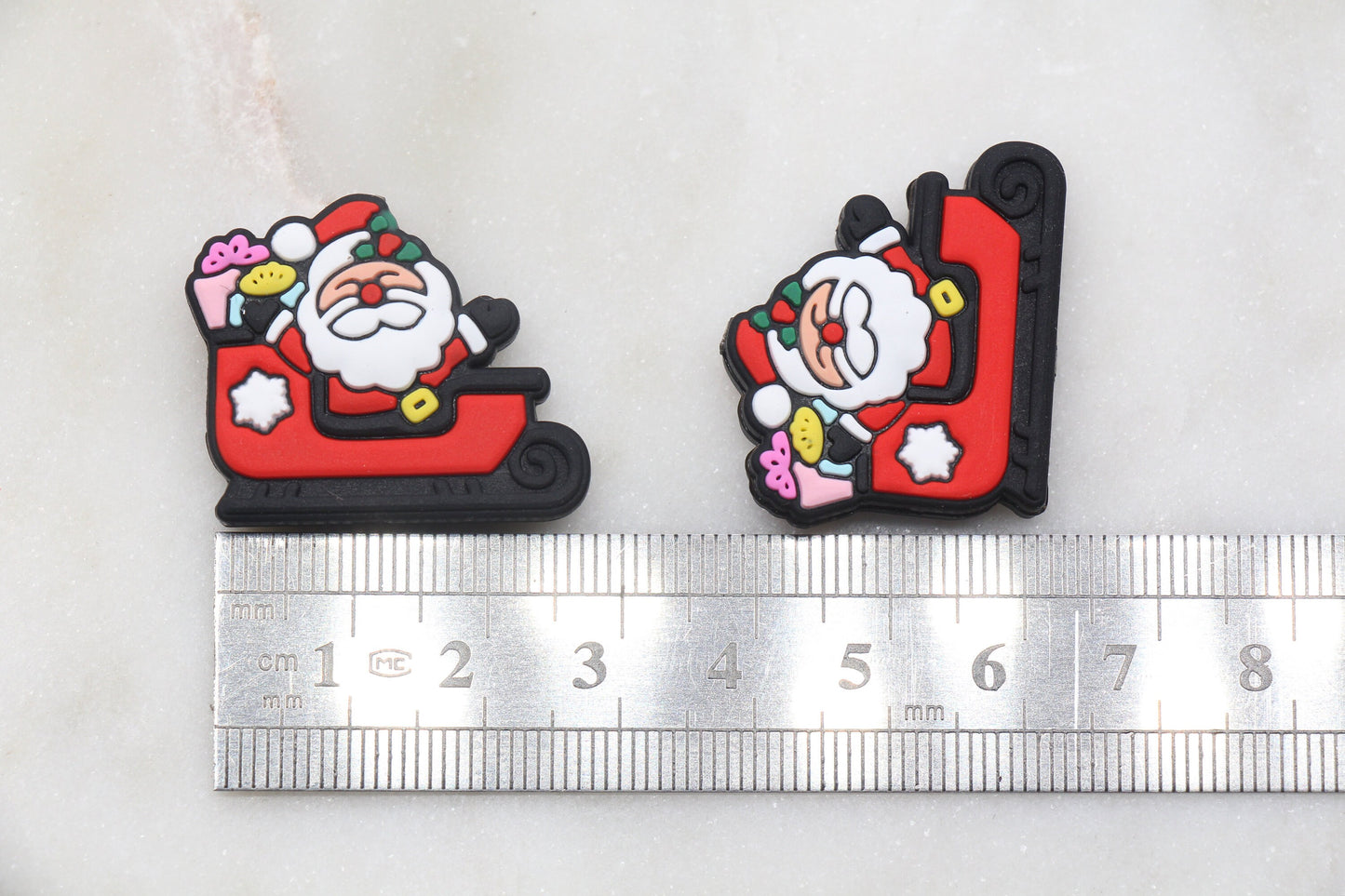 Santa in Sleigh Silicone Beads, Santa Christmas Silicone Beads, Christmas Chunky Beads, Silicone Loose Beads, Christmas Focal Beads #371