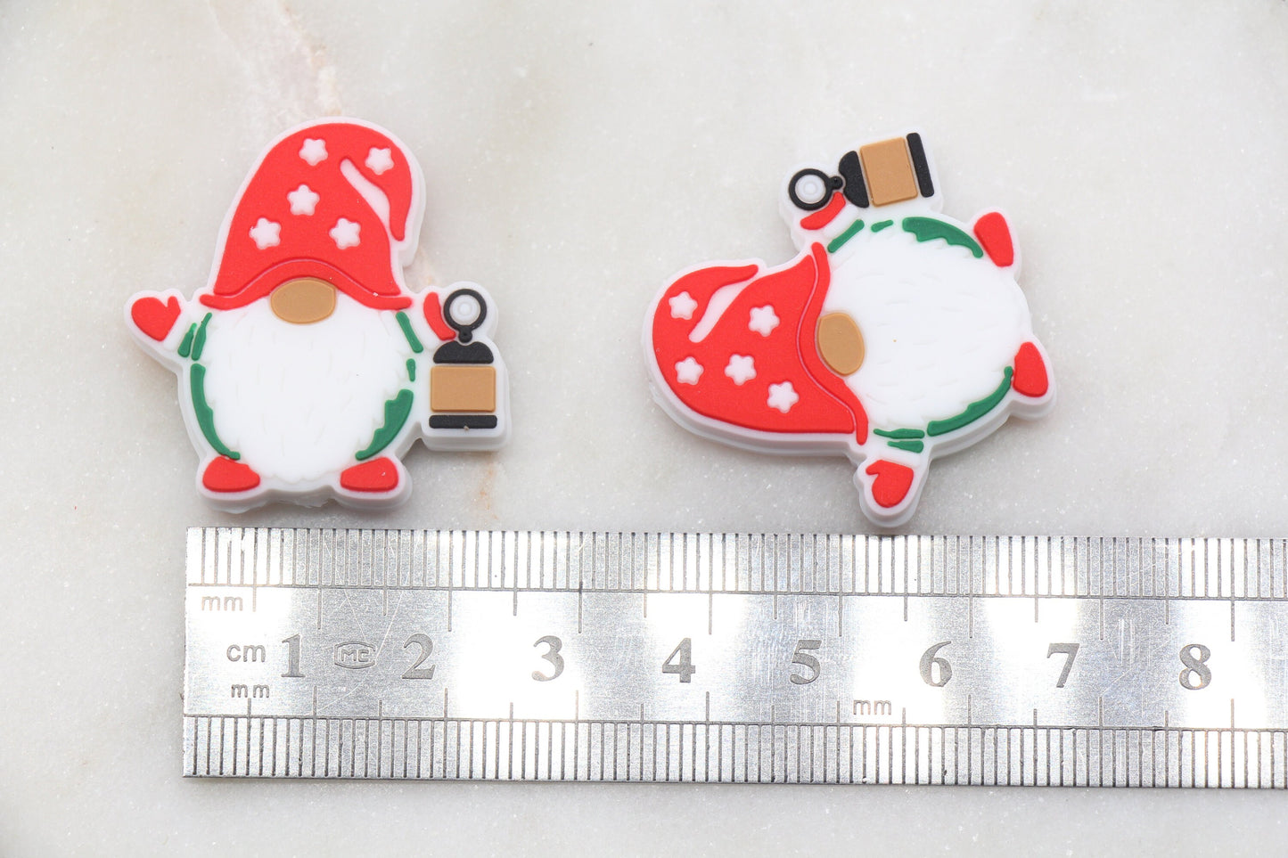 Christmas Gnome Silicone Beads, Gnome Santa Silicone Beads, Holiday Themed Chunky Beads, Silicone Loose Beads, Focal Beads #372