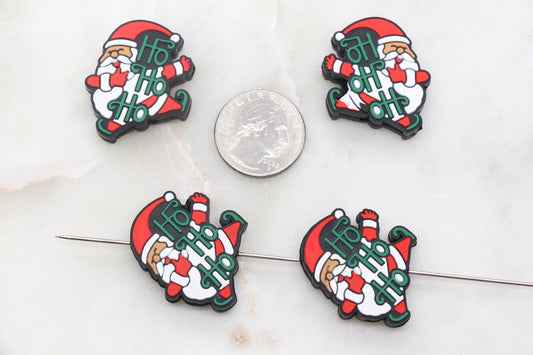 Santa Claus Silicone Beads, HO HO HO Christmas Silicone Beads, Christmas Chunky Beads, Silicone Loose Beads, Christmas Focal Beads #370