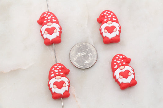 Christmas Gnome Silicone Beads, Gnome With Heart Silicone Beads, Christmas Chunky Beads, Silicone Loose Beads, Christmas Focal Beads #373