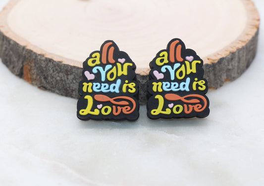 All You Need Is Love Silicone Beads, Love Silicone Beads, Silicone Loose Beads, Focal Beads, Pen Beads #397
