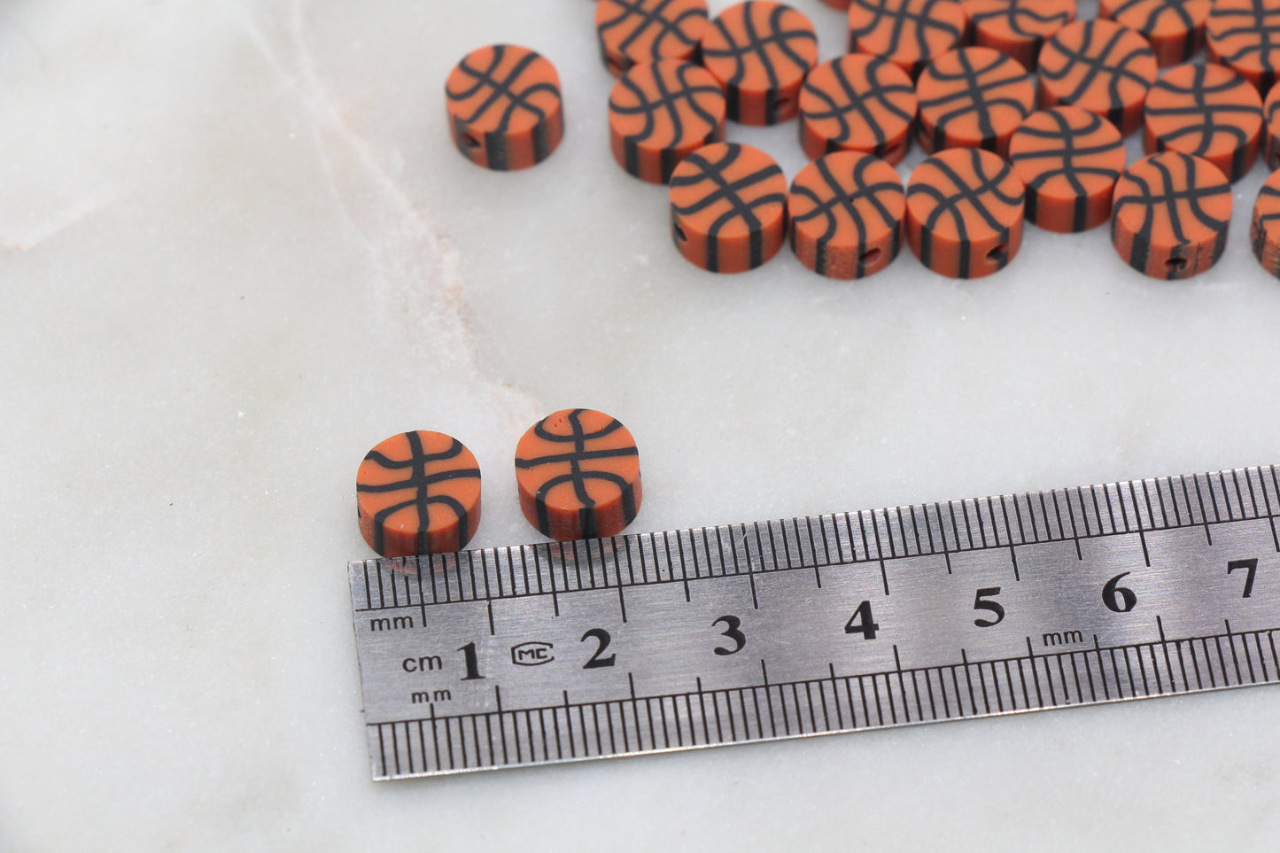 Basketball Polymer Clay Beads, Sport Ball Beads, Kawaii Basketball Clay Beads, Sport Beads, Jewelry Beads #336