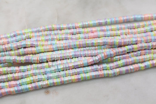 6mm Shimmer Mix Color Polymer Clay Disc Beads, Multicolor Heishi Beads, African Disc Beads, Vinyl Heishi, 16 inch Strand #404