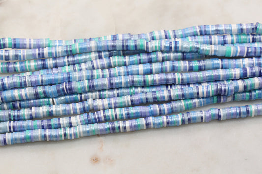 6mm Shimmer Mix Color Polymer Clay Disc Beads, Multicolor Heishi Beads, African Disc Beads, Vinyl Heishi, 16 inch Strand #176