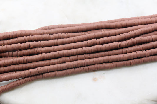6mm Terracotta Heishi Beads, Polymer Clay Disc Beads, African Disc Beads, Vinyl Heishi, 16 inch Strand #46