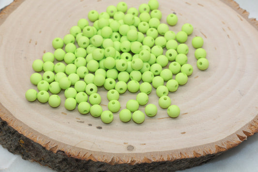 6mm Matte Light Green Gumball Beads, Round Acrylic Loose Beads, Solid Bubblegum Beads, Chunky Beads, Round Plastic Beads #82